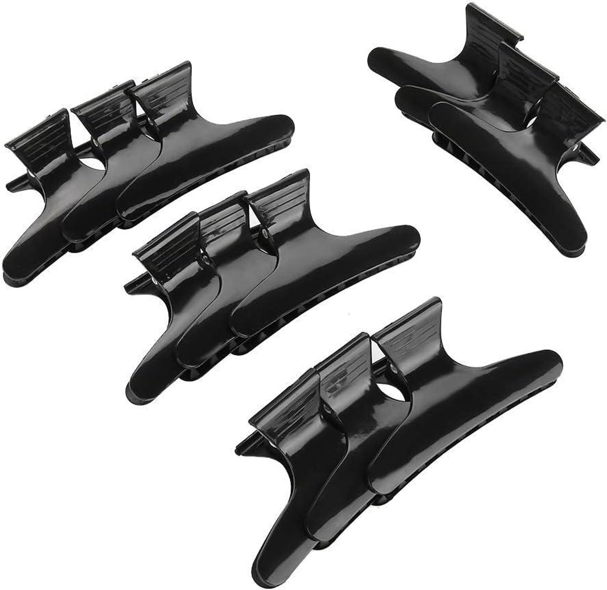 Haarclips Vlinder - Haarklemmen Styling - Haar Verdelen - Antislip Grip - 12 stuks - Zwart