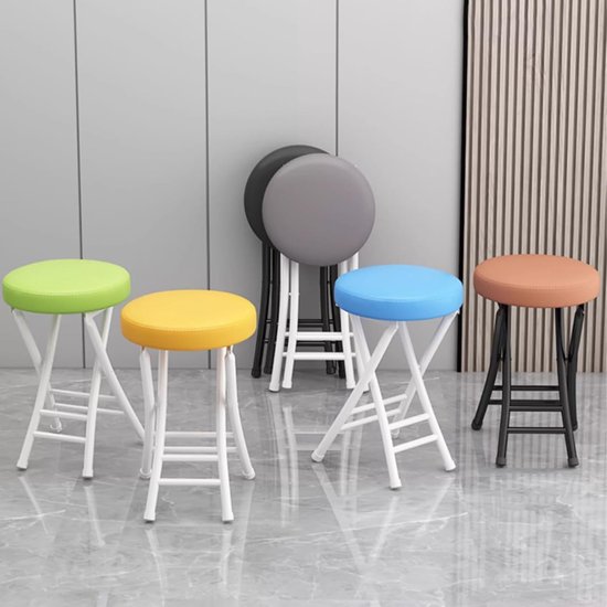 Klapstoel Barstoel - Opklapbare Kruk - Comfortabel Zitten - Spons Gevoerd Kussen - 92x36x10 cm - Wit — afbeelding 5