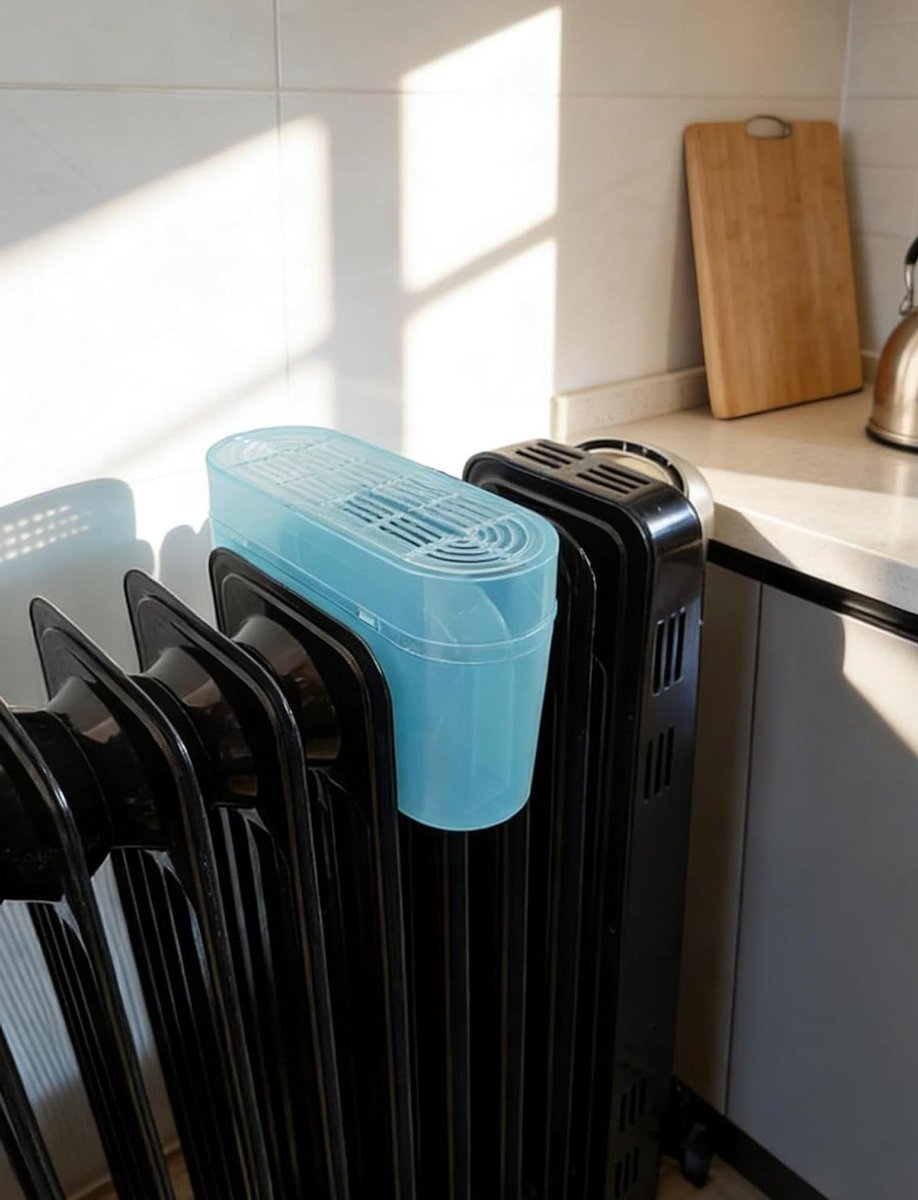 Radiator Luchtbevochtiger - Verwarming Luchtbevochtiger - Droge Lucht Bestrijden - Hittebestendig Kunststof - 16.5 cm Vin Lengte - Transparant
