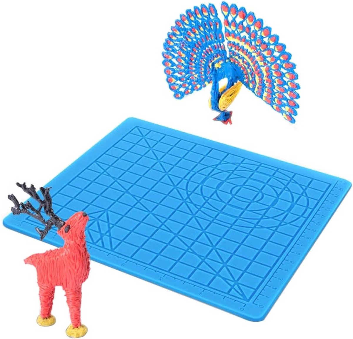 3D Silicone Pad voor 3D Printen en Tekenen, Inclusief 2 Vingerbeschermers, 17.8 x 17.8 cm, Ideaal voor Beginners en Creatieve Projecten