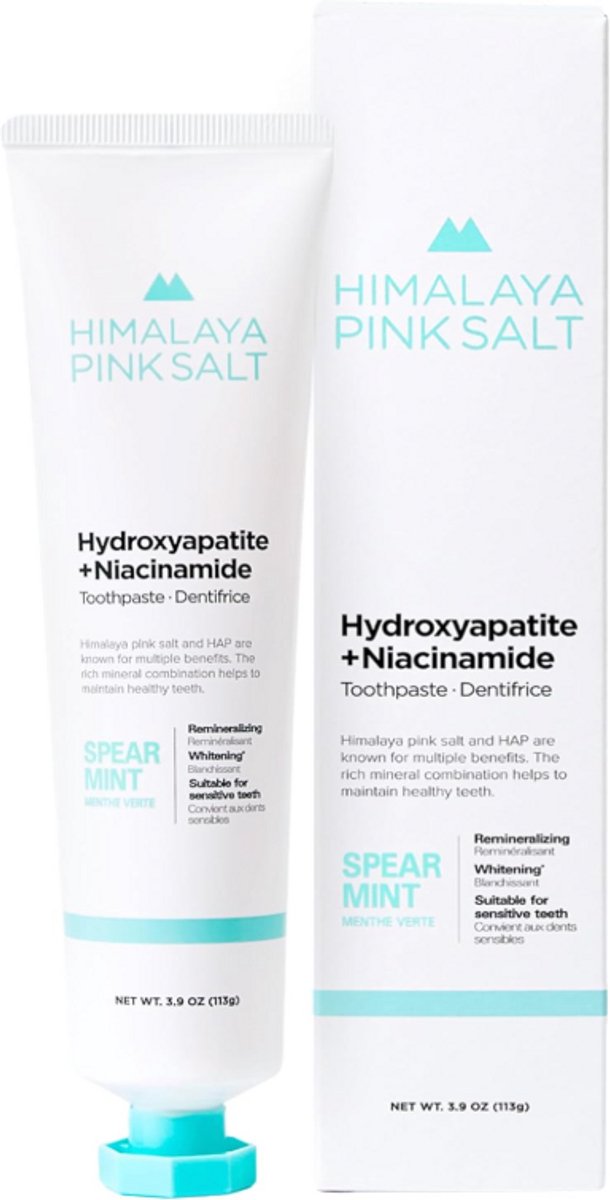 HIMALAYA PINKSALT Fluoridevrije Tandpasta met Hydroxyapatiet & Niacinamide – Voor Gevoelige Tanden & Wittere Tanden – Spearmint Smaak – Volwassenen & Kinderen – 110g