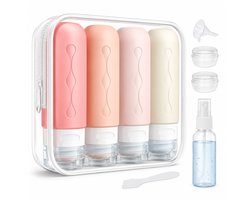 BOTC Reisflesjes met Etui - 90ml Siliconen Reisflacons - Reisaccessoires - Cosmetica Potjes - Reis Flesjes