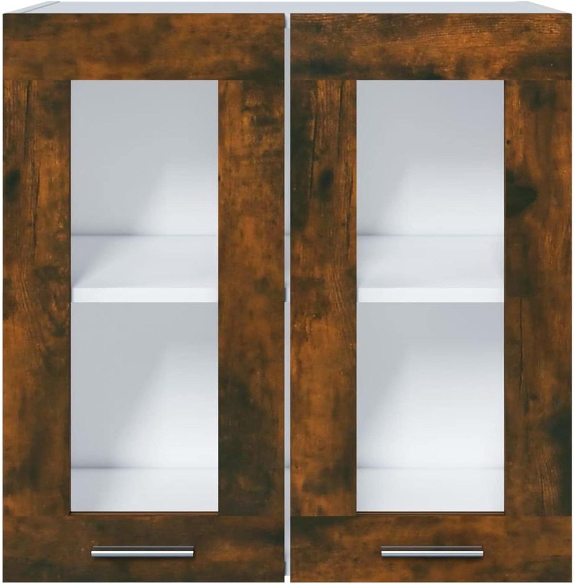 Wandkast Ophangen - Keukenkast Glazen - Keuken Opbergen - Gladde Afwerking - 60x60 cm - Gerookt Eiken