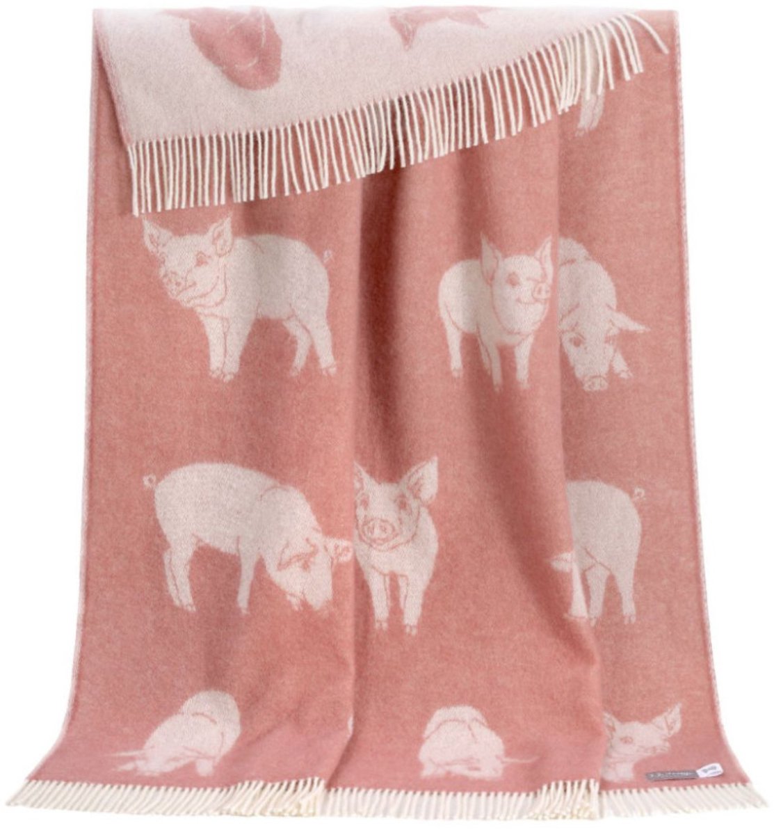 JJ Textile Wollen Plaid - PIGLET (Roze) 130x190cm - Made in UK