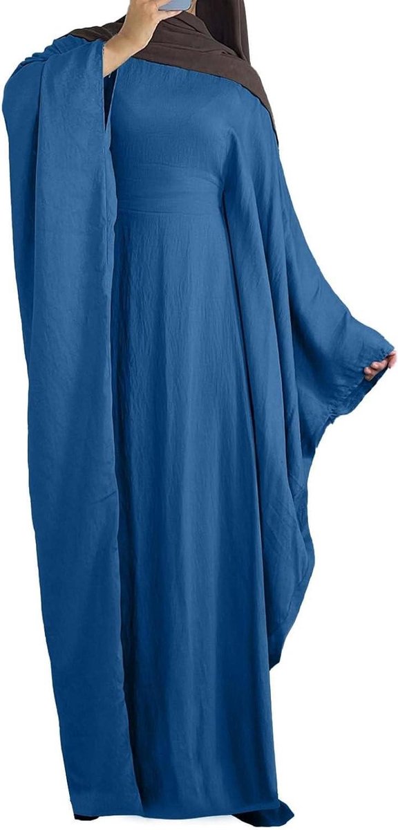 Dames Abaya Jurk - Islamitische Kleding - Bescheiden Elegantie - Veelzijdige Stijlen - One Size - Blauw