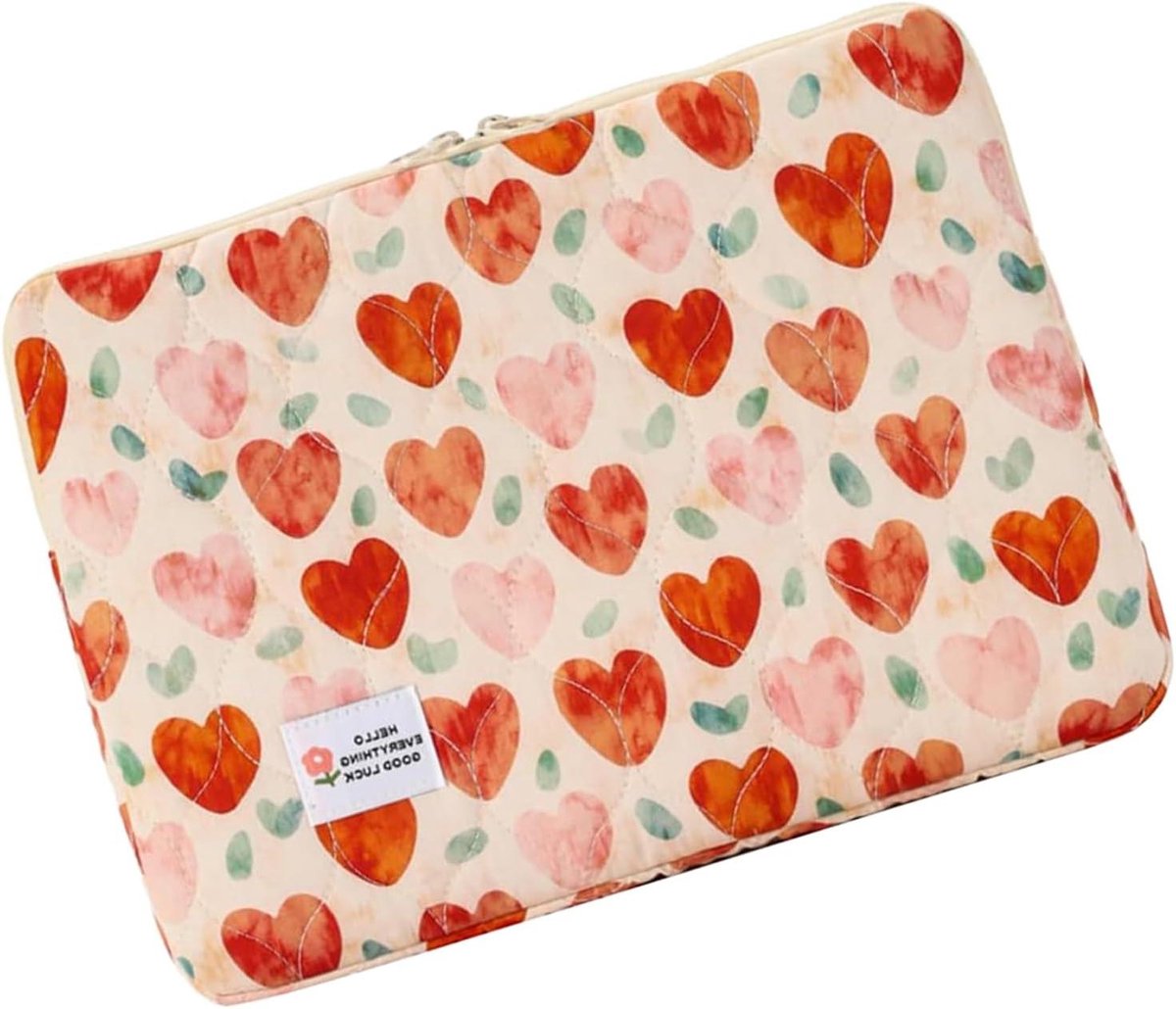 Laptophoes Organizer - Notebook Tas - Veilige Opslag - Bloemen Design - 35.6 cm - Rood Hart