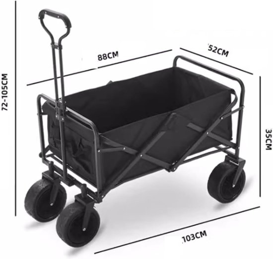 Bolderkar Tuinwagen - Transportkar Outdoor - Vervoeren van spullen - Opvouwbaar ontwerp - Grote capaciteit - Zwart van Bolderkar — afbeelding 2