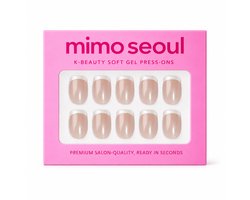 Mimo Seoul Soft Gel Press On Nails Extra Kort - Chrome French Square (30 stuks) - Plaknagels Met Lijm & Plakstickers - Nepnagels Valse Nagels Herbruikbaar - Compleet Prep Kit