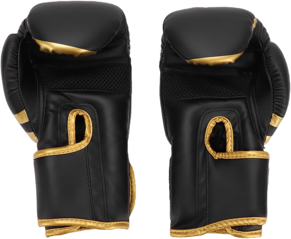 Jeugdbokshandschoenen - Kinderhandschoenen - Sport Training - Ademende Mesh Palm - Standaard Maat - Zwart Goud