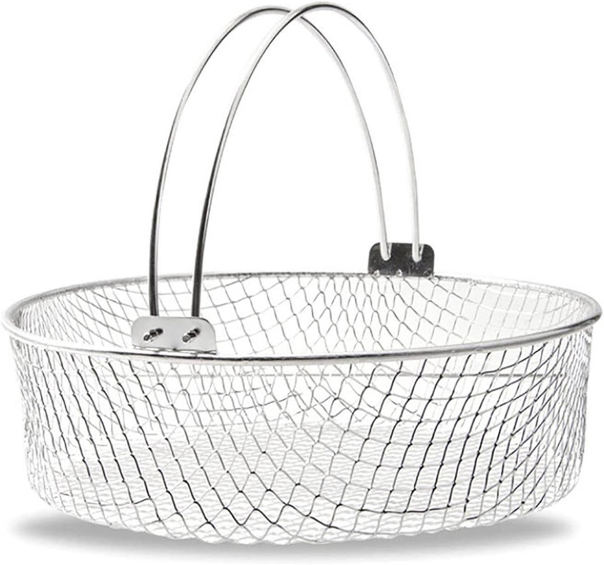 Airfryer Mand Roestvrij Staal Knapperig Bakken Met Handgreep 21 cm Diameter Zilverkleurig