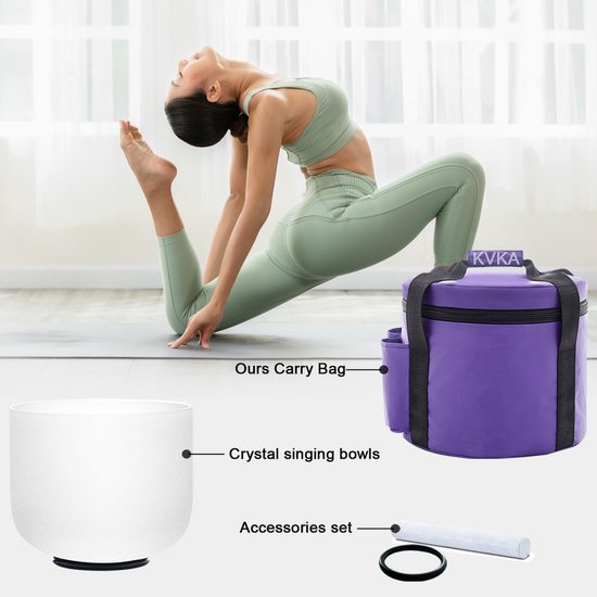 Kristal Klankschaal - Meditatie Schaal - Yoga Ontspanning - 432 Hz D Note - 20 cm - Wit — afbeelding 2