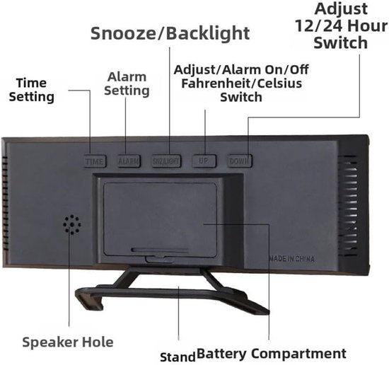 Digitale Wekker - Smart Display - Omgeving Monitoren - Aanraakscherm Bediening - 190 x 27 x 85 mm - Zwart — afbeelding 4