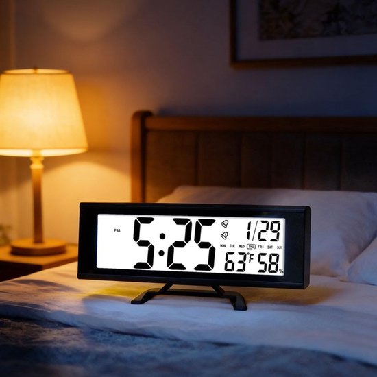 Digitale Wekker - Smart Display - Omgeving Monitoren - Aanraakscherm Bediening - 190 x 27 x 85 mm - Zwart — afbeelding 2