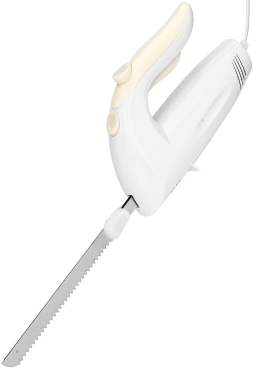 KAD® Elektrisch Mes - Elektrisch Mes voor Brood & Vlees - RVS Electrisch Mes - Wit - 42cm x 8cm x 6cm