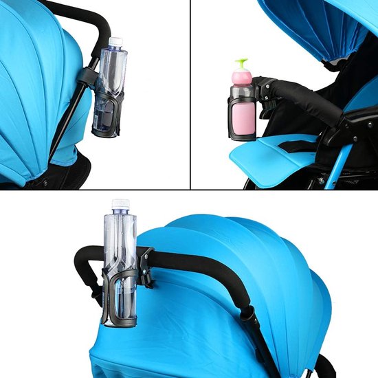 Fiets flessenhouder, 2 stuks, 360 graden rotatie, drinkwater, bekerhouder, snelsluiting, universeel, voor fietsen, mountainbikes, kinderwagen en rolstoel van Merkloos — afbeelding 4
