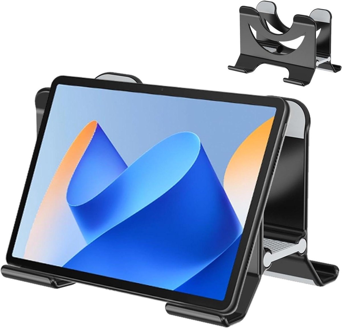 Verticale laptopstandaard - Laptophouder bureau - Werkplek organiseren - Warmteafvoer ontwerp - 15x11.4x10.4cm - Zwart