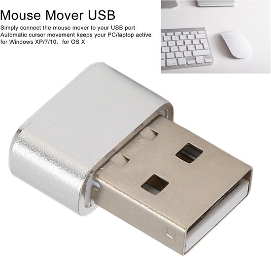 Muis Jiggler - Muisverplaatser - Computer Wakker Houden - Niet Detecteerbaar - 3 x 2 x 2 cm - Zilver — afbeelding 5