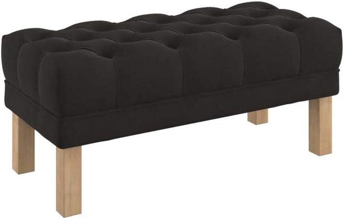 Zitbankje Gestoffeerd - Voetenbankje Bankje - Zitten en Ontspannen - Diep Geknoopt Blad - 100 cm Breed - Donkerbruin