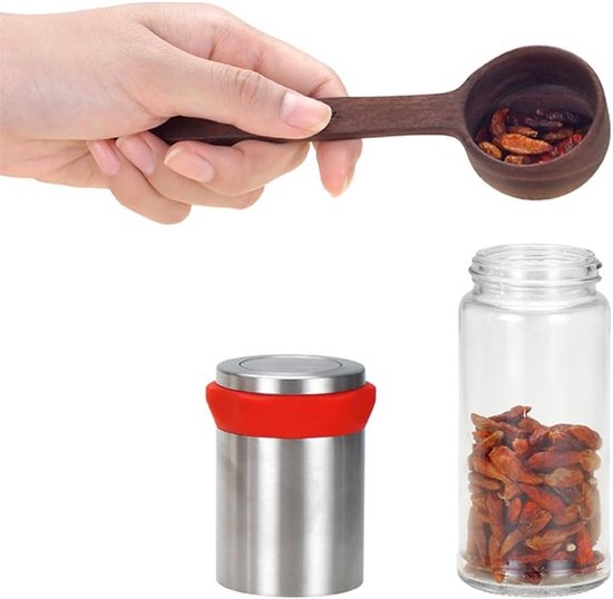 Chili Snijder van RVS en Glas, 17.5 cm Hoog, Perfect voor Peper, Zout en Specerijen — afbeelding 3