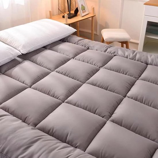 Japanse Futonmatras - Vloermatras Oprolbaar - Comfortabel Slapen - Drielaagse Structuur - 90 x 200 cm - Grijs — afbeelding 5
