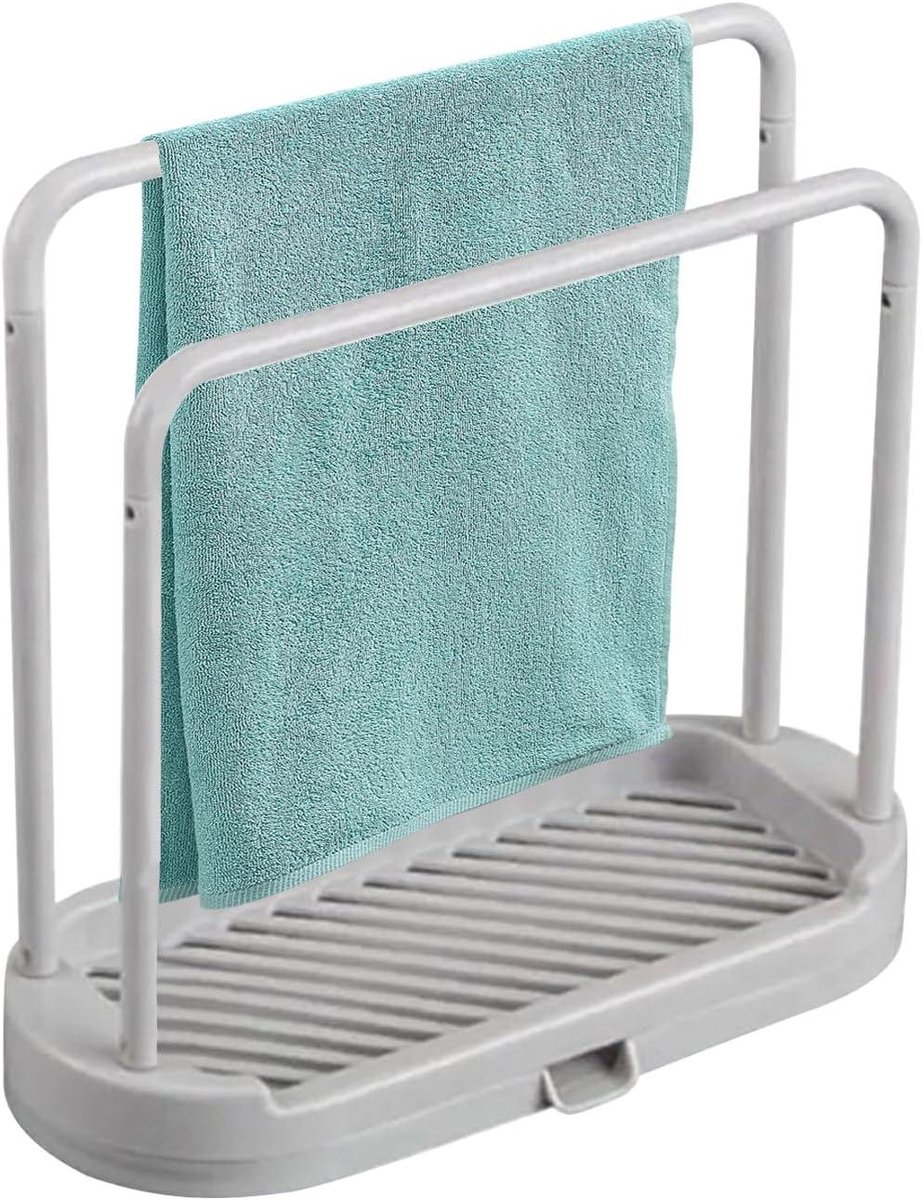 Spoelbak Organizer - Afdruiprek Keuken - Keuken Opruimen - Dubbele Stang - 20 cm - Grijs