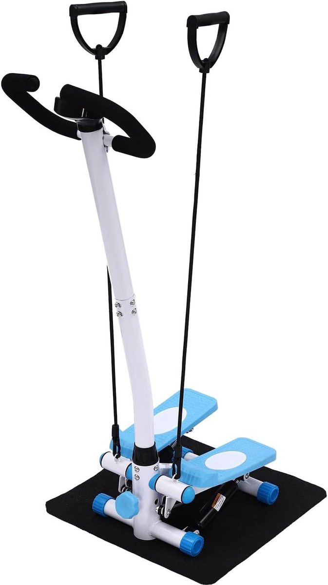 Fitness Stepper - Hometrainer Stepper - Cardio Training - Geluidsarme Hydrauliek - 150 kg - Blauw Wit