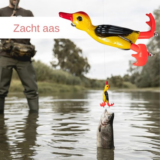 Zwemlokaas Eend - Vislokaas Topwater - Vissen Vangen - Realistische Bewegingen - 9 cm - Geel — afbeelding 2