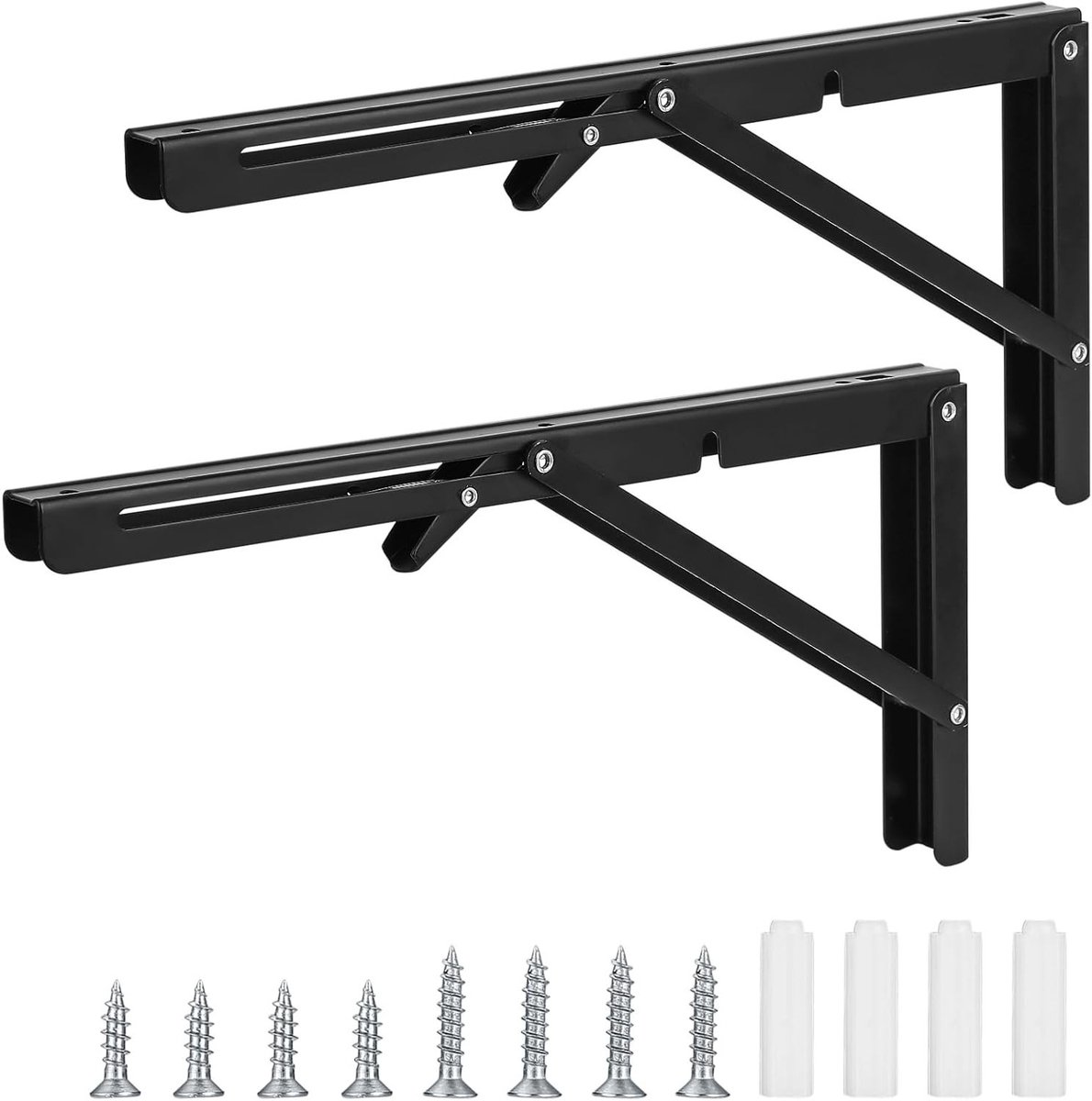 Vouwbare Console met Stevige Scharnieren, Inklapbare Hoekplank Ondersteuning voor Thuis, Keuken en Kantoor, Zwart (35 cm)