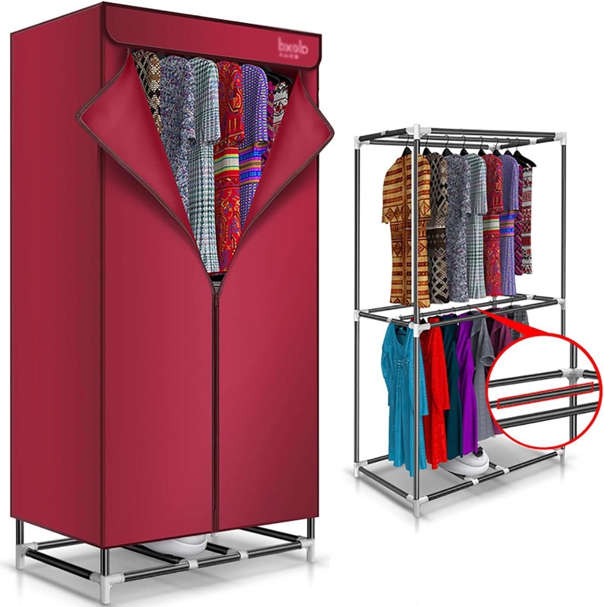 Elektrisch Verwarmd Droogrek Kledingdroger Kast Kleding Snel Drogen Met Hetelucht Ventilator 20 kg Capaciteit Rood