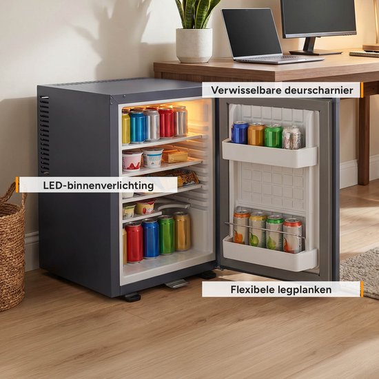 TZS First Austria Mini koelkast - Minibar - 40 liter - Vrijstaand - Volledig stil 22dB - Antraciet van TZS First Austria — afbeelding 5
