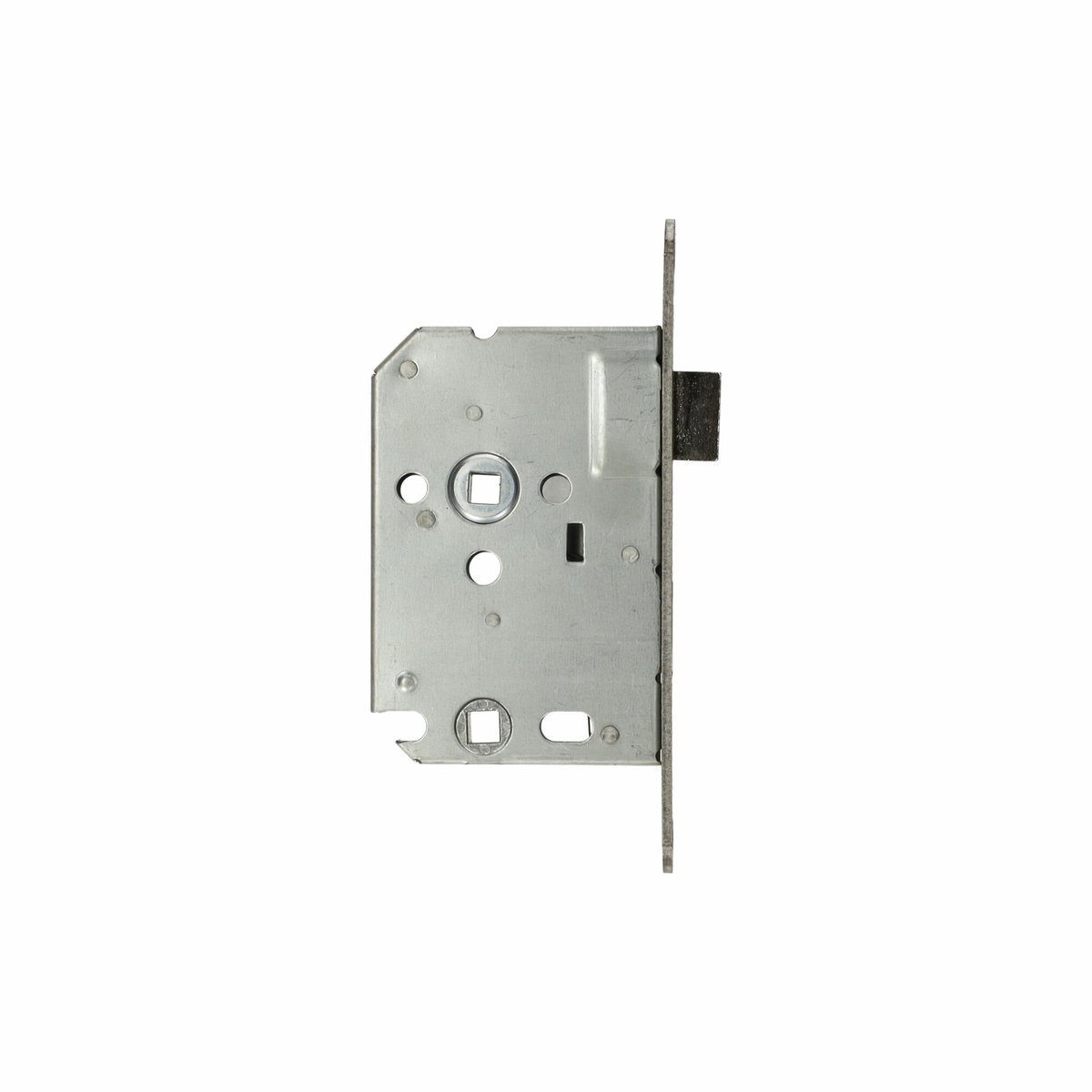 Woningbouw badkamer- /toiletslot, WC 8x63mm, voorplaat rvs, doornmaat 50mm, inclusief afgeronde rvs sluitplaat