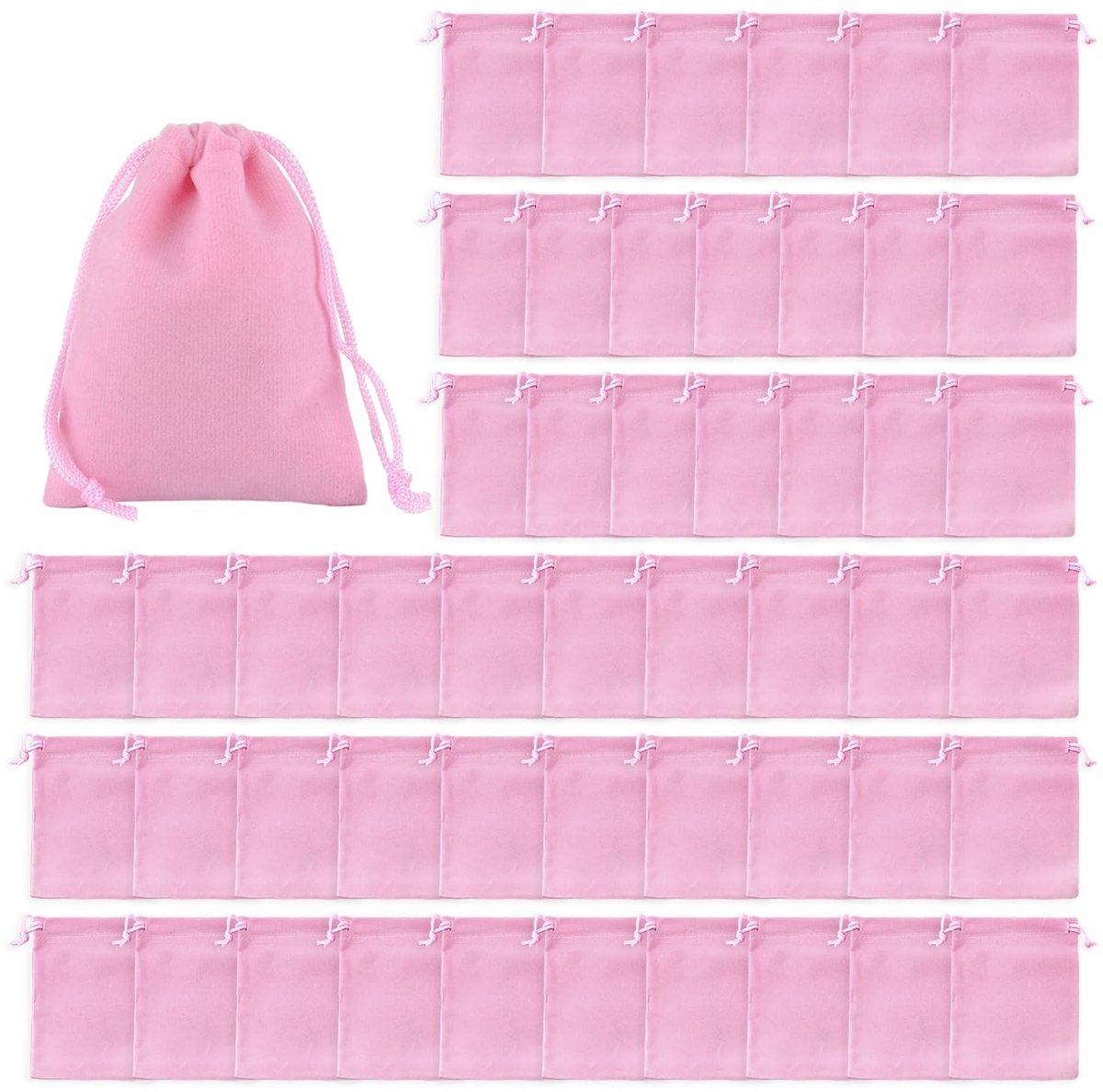 Dailygoody - Velvet Sieraden Tasje - 50 Stuks - Ideaal voor Bewaren en Verpakken - Roze - Luxe Katoen - Perfect voor Vrouwen - Roze