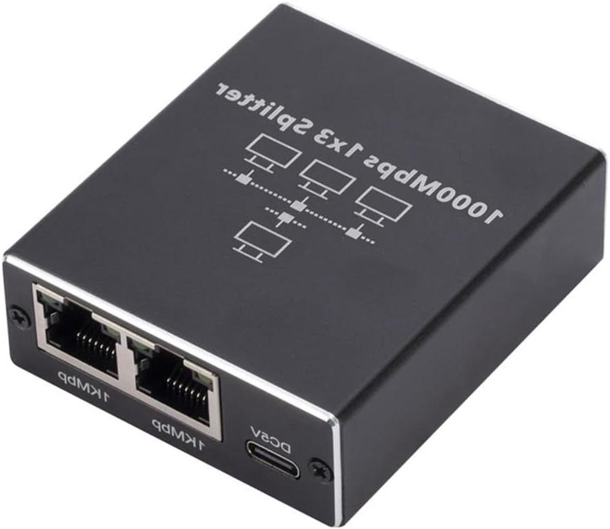 Gigabit Splitter - LAN Connector - Internet Verdelen - Plug and Play - 3 Poorten - Zwart