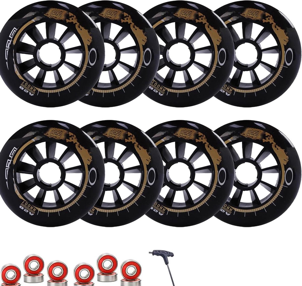 Skeelerwielen Set Vervangende Wielen Snel Skaten Hoge Grip 90 mm 8 Pack