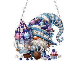 NEWENMO 5D Cute Gnome Diamond Painting Hanging, Ice Diamond Art Hanging Ornament Kits, Crystal Rhinestone Acrylic Gemstone Art Pendant Ornaments, for Windows, Walls, Doors and Garden