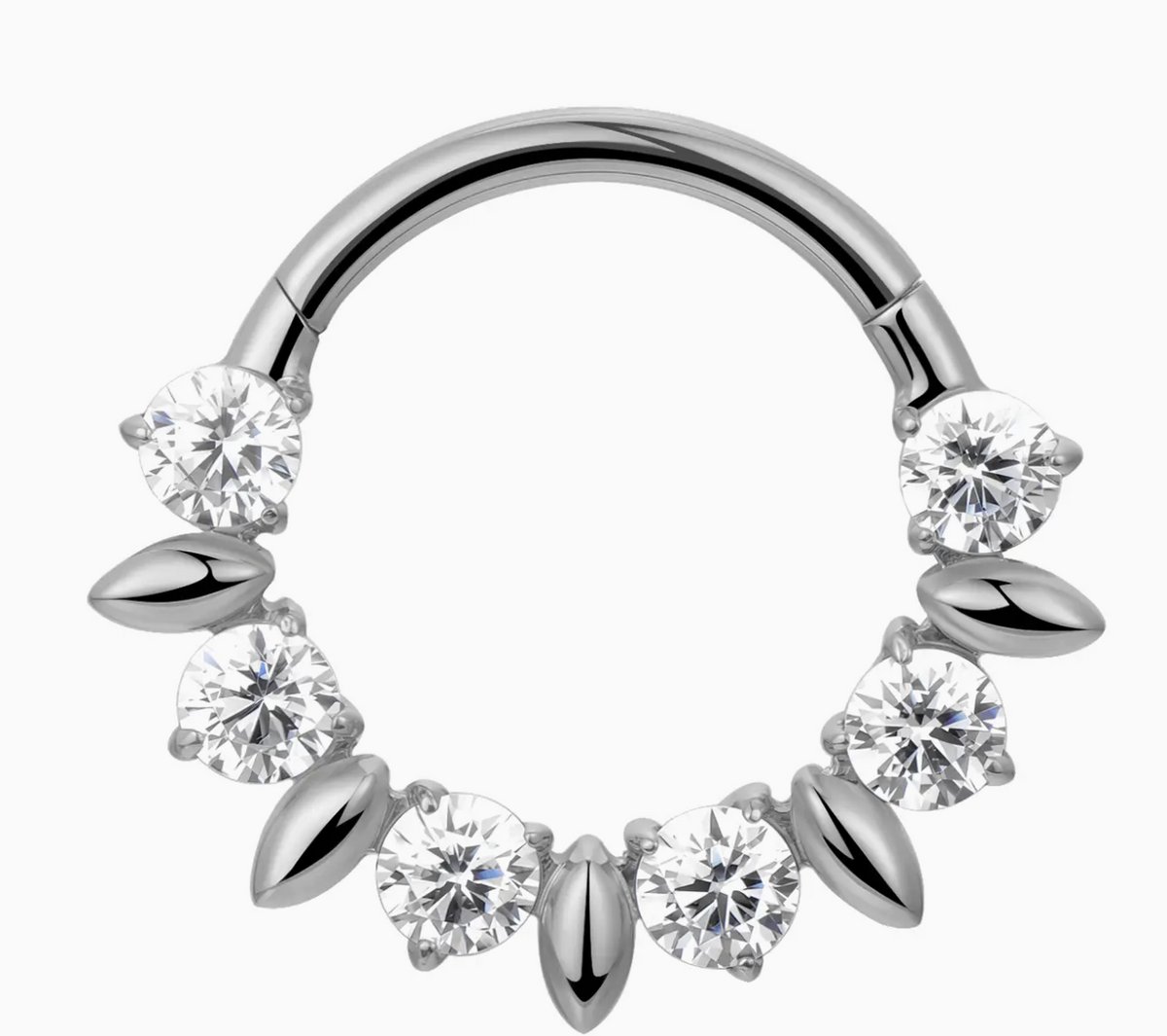 Clicker Ring Piercing 8mm - Kleur: Zilver - Kristallen - Luxe Piercing - Goud / Zilver - Hoge Kwaliteit - Oorring - Helix Piercing - Daith Piercing - Septum Piercing - Neuspiercing - Oor Piercing - Piercing Sieraad - Dames