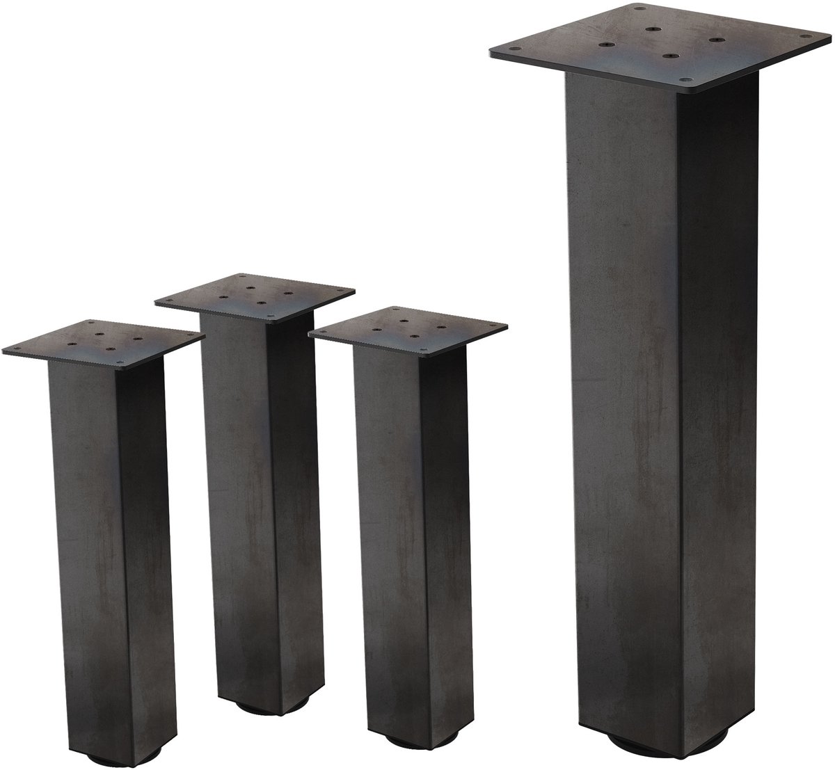 ml-design Set van 4 tafelpoten I-Design 42 cm donkergrijze look industrieel staal met poedercoating hoekig profiel 8x8 cm in hoogte verstelbare meubelpoten 1-4 cm ML-Design Donkergrijs