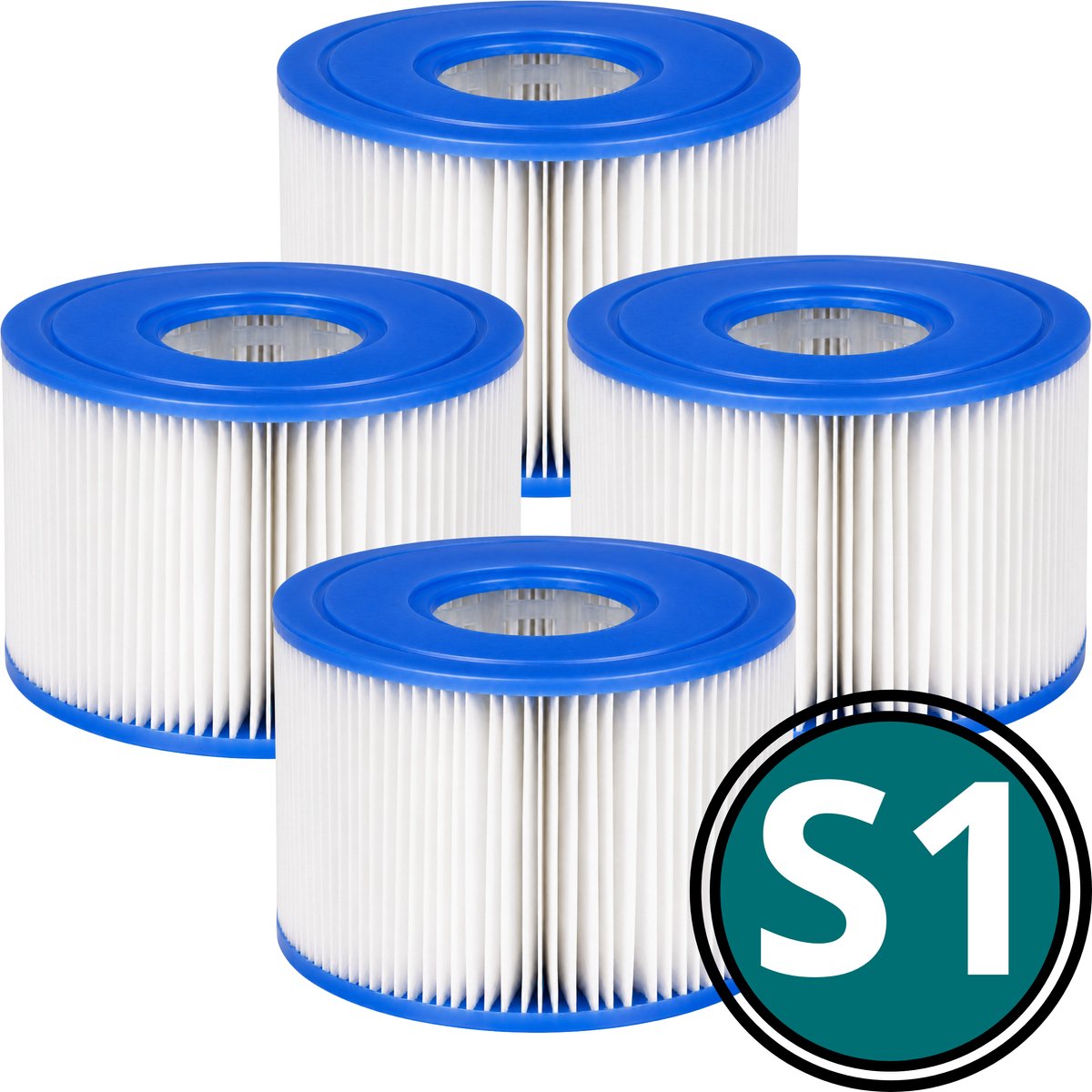 4 stuks S1 Cartridgefilter Geschikt voor PureSpa S1 | Intex Filter S1 29001 | Bubbelbad Filter Spa Cartridge | All Smiles Whirlpool Filterbundel