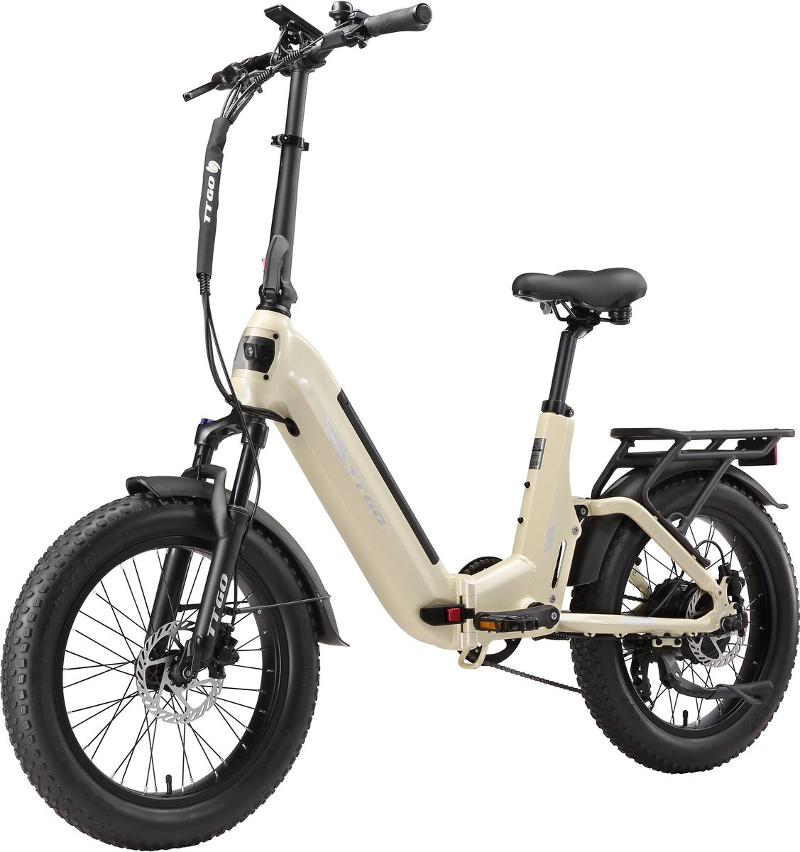 TTGO F7 Elektrische Fiets - 250W Motor - 48V15Ah Accu - 20 Inch Banden Vouwfiets - Max Snelheid 25km/u - Max Bereik 100-120 km - Shimano 7 Versnellingen - Beige