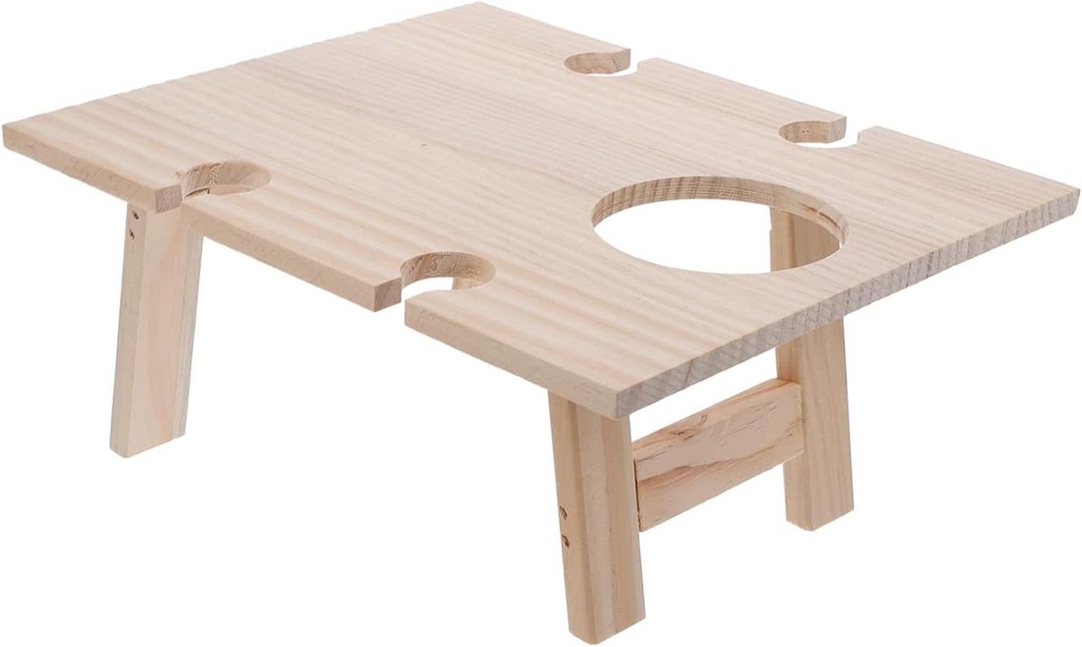 Opvouwbare Wijntafel - Picknick Tafel - Buiten Genieten - Draagbaar Houten Ontwerp - 34 x 30 cm - Houtkleur
