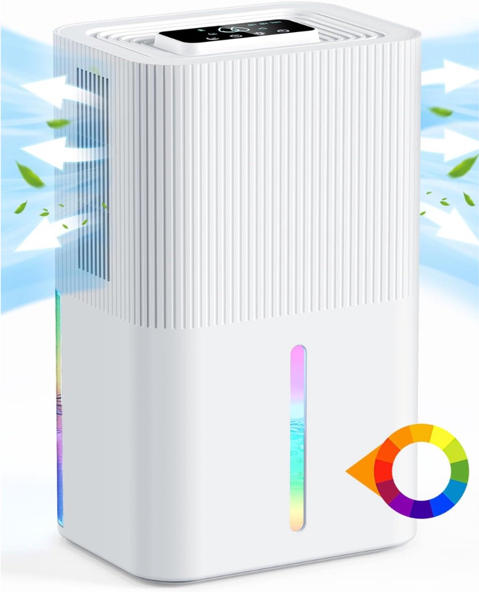 Deshumidificateur - 2,7 L Luchtontvochtiger Voor Thuis - Elektrische Luchtontvochtiger - Slaapkamer Stille Luchtontvochtiger Met Touchbediening Badkamer - Automatische Uitschakeling En 7 LED's - (550 Ml/24 Uur)
