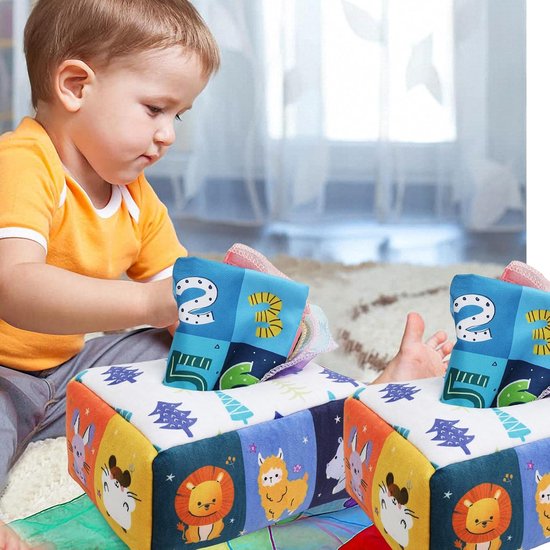 Babys Tissue Box - Leerspeelgoed Doos - Ontwikkeling Stimuleren - Verbeterde Perceptie - 24 x 18 x 12 cm - Meerkleurig — afbeelding 2