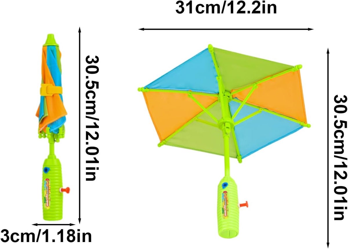 Waterspuit Speelgoed - Waterkanon Kinderen - Buiten Spelen - Parapluvorm Design - 32 cm - Groen – foto 7