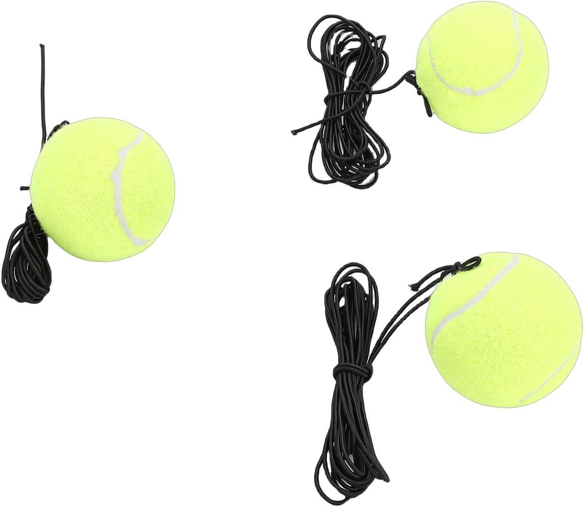 Tennistrainer Rebound Ballen - Zelfoefenapparatuur - Tennisvaardigheden Verbeteren - Elastisch Koord - 3 Stuks - Zwart