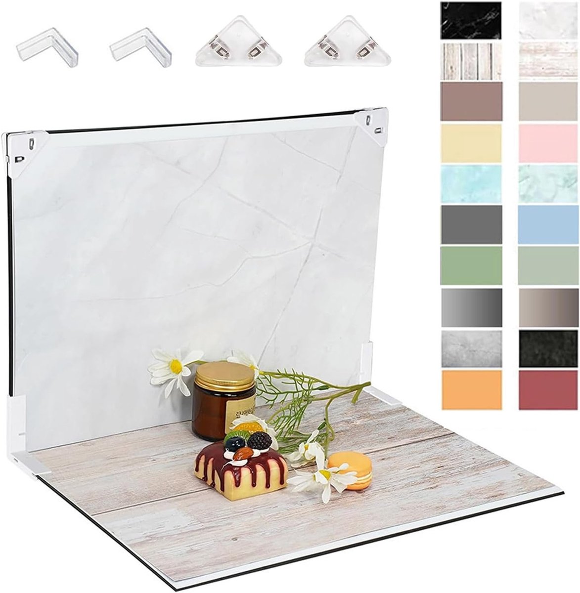 Set van 10 Dubbelzijdige Fotografie Achtergrondplaten - 42x29cm, 20 Patroonopties voor Voedselfotografie, Sieraden en Make-up Props