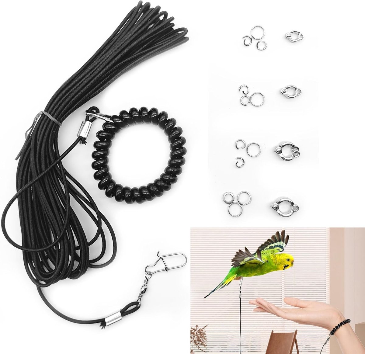 Verstelbare Parrot Harness voor Vogels - Activiteitslijn voor Training en Vrije Vlucht, Geschikt voor Papegaaien en Andere Huisdieren