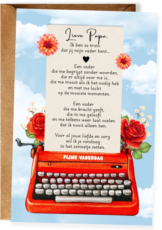 Lief gedicht voor papa - Vaderdagkaart - Lieve kaart met tekst - Vaderdagcadeau vader - Wenskaart vader - Ansichtkaart (10x15 cm incl. envelop)