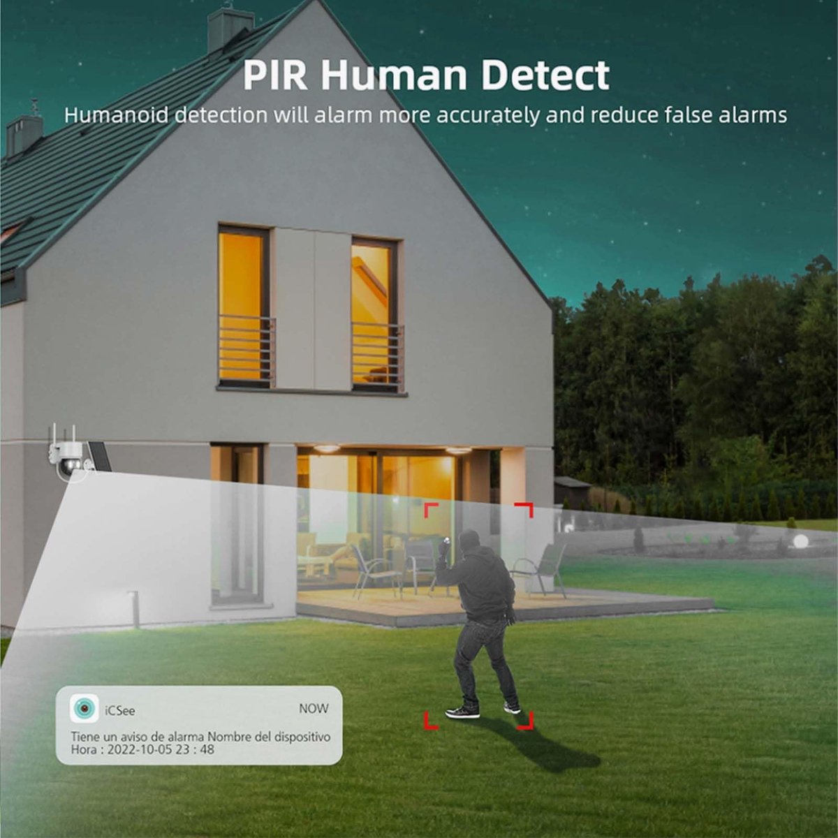 Dailygoody - Zonnecamera Draadloos - Ultra HD Beveiligingscamera - Nachtzicht - Human Tracking - Buiten gebruik - 355 Graden Kijkhoek