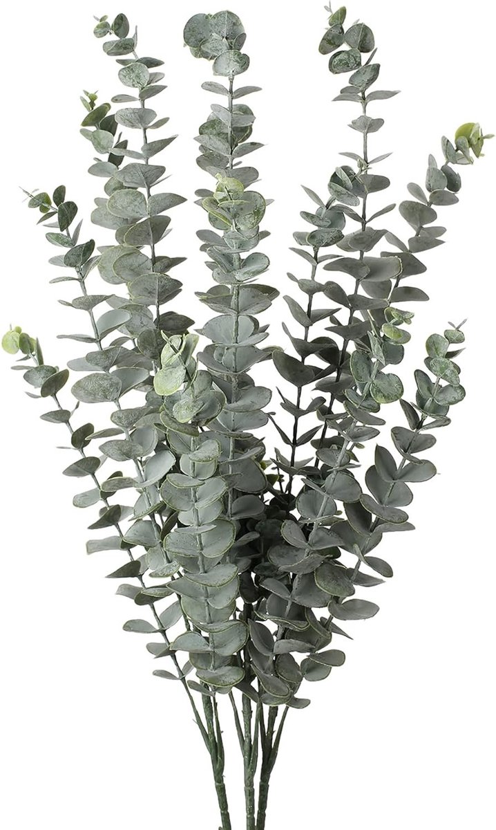 Set van 3 Kunstmatige Eucalyptus Planten voor Thuisdecoratie - Droogbloemen met 5 Takken, Hoogte 87 cm, Perfect voor Interieur en Bloemstukken