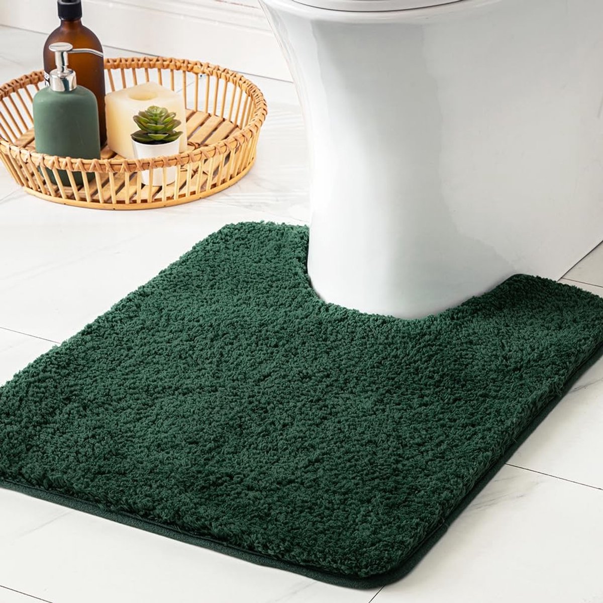 Dailygoody - Badmat - Antislip - Luxe en zacht - 50 x 50 cm - Diep groen - Absorberend - Geschikt voor badkamer en keuken - Tapijt voor binnen